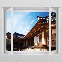 아트박스/꾸밈 ih349-하늘아래 기와집_창문그림액자_뮤럴시트지, D타입-엘레강스실버