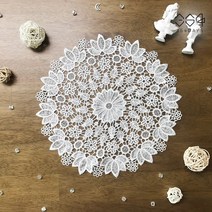 364days 로맨틱 플라워 자수 화이트 레이스 매트 식탁보 깔개 소품받침 30cm 8종, 06. 프리지아꽃 레이스 매트(개별포장) 1개