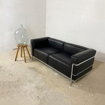 이탈리아 디자이너 르 코르뷔지에 모던 가죽 소파 럭셔리 블랙 3인 쇼파, 단일 시트 내마모성