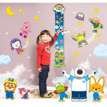 아기 벽부착 뽀로로 키재기 성장스티커 아이키 키성장표 벽걸이키재기 돌선물