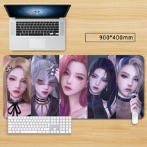 마우스 장패드 롤 리그 오브 레전드 KDA아리 큐티 캐릭터 게임 대형 마우스패드 게이밍 패드 피시 게임 굿즈, 색상-01, 90*40cm