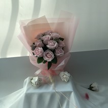 Fondant Flower 10송이 비누장미 꽃다발, 연핑