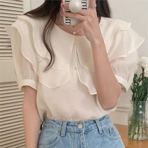 오노마 오노마 ONM 여자 크림색 러블리한 블라우스 이중카라 물결 디자인 (8945893)