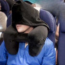 비행기꿀잠세트 자동차 여행 목베개 필수 쿠션 출국템, U자베개 + 모자 - 네이비