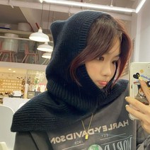 니트 바라클라바 겨울 방한 골프 후드 넥워머, 블랙