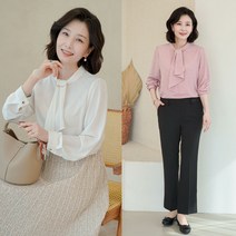 T56154 러플타이 목걸이 블라우스마담중년여성옷