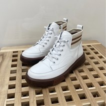 [구두모모] 트로인 니트스판 가죽 하이탑 스니커즈 (3cm)