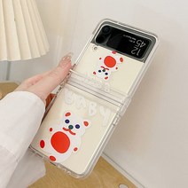 z플립 4 케이스 갤럭시 휴대폰삼성 갤럭시 Z 플립 3 4 카툰 베어 클리어 하드 PC 아머 경첩 360 보호 전화
