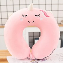 앉아서자기 목 쿠션 낮잠 베개 부드러운 U 자형 플러시 수면 목 보호 베개 사무실 쿠션 귀여운 사랑스러운, 03 Pink Unicorn