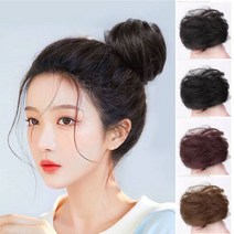 여성 올림머리끈 가발 곱창 밴드 스크런치 헤어 머리카락 똥머리 머리끈, 생머리, 자연갈색
