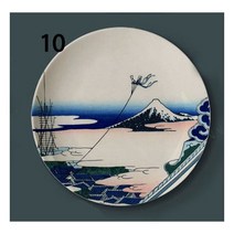 Tomitake 36 킹 장식 플레이트 호쿠사이 일본 세라믹 디스크 플로팅 월드 페인팅 벽 장식, 6 inch, 10