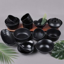 오메가키친 퓨전토기 멜라민 공기 시리즈 업소용 그릇 먹토 블랙 (미니볼 후식볼 국물 덴다시 돔부리), 121-2) 모밀공기(중대 6609-1)