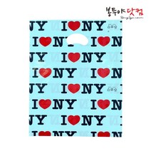 봉투야닷컴 LDPE 25호 (25x34cm) 50장 비닐쇼핑백, I러브NY-민트