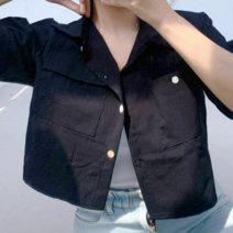 율하포텐 여름 린넨 크롭 반팔 바스락 링클프리 셔츠