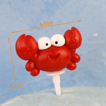 [라임] 마카롱 인어 케이크 토퍼 귀여운 해양 동물 컵케익 생일 파티 디저트 장식 베이비 샤워 호의, [13] Crab