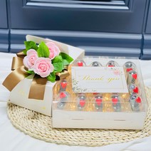 러블리팜 에그머니 핸드슬리브 박스 플라워 ver. 20구+LED 조명, 화이트박스, 핑크