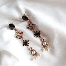 코코블링 하츠 빈티지 앤틱 진주 롱 드롭 귀걸이