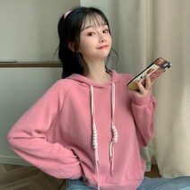 루즈핏 후드티 WAITMORE 숏맨투맨 여성 봄가을 와이드 키치한 BF 얇은 CHIC 유행 CEC 코트 1778395211