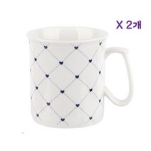 [예쁜제품] 도자제 음료컵 체크하트 2개 손잡이 지름8.2xH8.8cm 머그컵 세트 약, 단일옵션