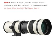 Andoer 카메라 렌즈 MF 슈퍼 망원 줌 T 마운트 캐논 EF EOS 80D 77D 70D 60D 50D T7i T7s, 02 White 1