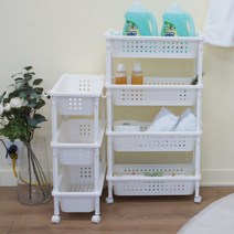 이동식 트롤리 틈새 선반 수납 바구니 트레이 슬림 3단 바퀴 카트 세탁실 주방 다용도, 슬림 3단-바구니