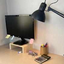 심플 원목 컴퓨터 모니터 노트북 선반 받침대 1단 미니, 소나무원목