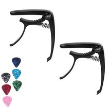 전문 음향 및 전기 기타 합금 Ukulele Capo 용 2 팩 기타 Capo 6 문자열 픽업, 하나, 보여진 바와 같이