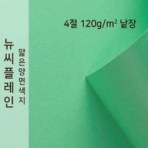 뉴씨플레인 종이문화 얇은 양면색지 120g 4절 낱장 1매 No.39 에머랄드색, 1장