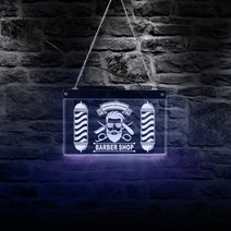 미용실 싸인볼 사인볼 led 네온사인 조명 이발소 직사각형 아크릴 네온 사인 보드 이발, 30x20cm, 01 30x20cm