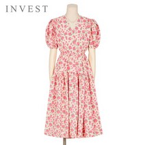 [인베스트] 플라워나염볼륨소매원피스_V2M1OP3701