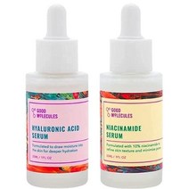 Good Molecules 히알루론산 세럼 28.3g(1온스) 및 나이아신아미드 세럼 28.3g(1온스) 세트 밝고 수분을 공급하며 매끄러운 피부를 선사합니다. 가볍고 수성 포뮬러