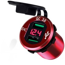 듀얼 USB 차량용 충전기 빠른 충전 3.0 방수 소켓 12V 24V 자동차 보트에LED 전압계와 알루미늄 전원 콘센, 03 Type 1 Red