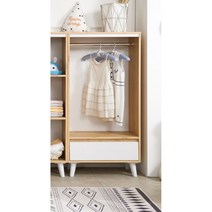 어린이 키즈 유아 오픈 다리형 서랍 미니 행거 옷장 600 작은 아이방 가구, 아카시아화이트