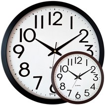 큰숫자 큰글씨 40cm 블랙 원목 무소음 벽시계 대형 무음 벽걸이 학교 병원 개업 결혼 사무실 집들이선물, 브라운