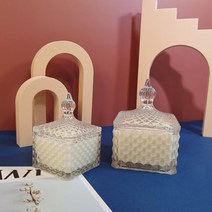 캔들용기 - 불꽃 사각 크리스탈 유리 (사이즈선택) 몰드몰 유리 diy 캔들 만들기 재료, 대 350ml 사각