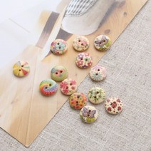 짱패브릭 15mm플라워전사나무단추, 100개