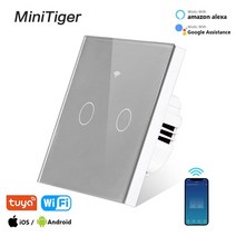 스마트스위치 스위치봇 스마트싱스 Minitiger 1/2/3/4 Gang 스마트 홈 화이트 라이트 지원 Alexa Tuya App Wifi 터치 스위치 원격 제어 중립 와이어 필, [12] Gold 4 Gang, [01] Single Fire Line, [01] EU 표준