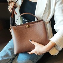 Dirome 수납력 좋은 천연소가죽 데일리 토트백 숄더백 겸용 여성 크로스백