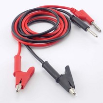 더블 엔드 테스트 리드 와이어 라인 전기 전압 바나나 플러그 및 악어 클립 크로커다일 15A diy 멀티 미터 용 1M, Black and Red