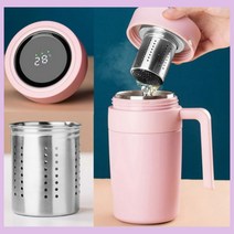 스마트 온도계 차 보온 보냉 머그 텀블러 480ml, 화이트