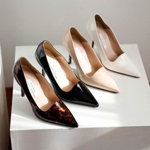 국내제작 에나멜 스틸레토힐 호피 하이힐 로퍼힐 9cm