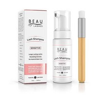 Eyelash Extension Foam 클렌저 샴푸oo & 브러쉬 (150ml) - 오일Free Sensitive Paraben & Sulfate Free Eyelid/Lash, 5.07 Fl Oz (Pack of 1)