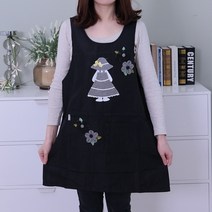 데코나인 여름 식당 주방 업소용 원피스앞치마, 걸스앞치마-블랙