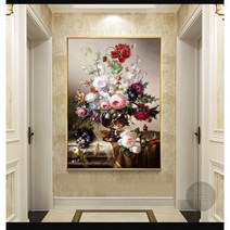 장미 꽃병 보석십자수 DIY 패키지 플라워 꽃그림 비즈 페인팅 붙이기, 70X100cm
