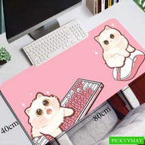 미니노트북 귀여운 고양이 마우스 패드 게이머 대형 게임용 XXL 매트 키보드 데스크 컴퓨터 노트북용, 한개옵션5, 한개옵션4, 한개옵션3, 한개옵션2, 08 400x800x2mm, 05 Babypink Cat