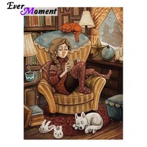 이제까지 좋은 어린 시절 메모리 다이아몬드 그림 소녀 독서 책 diy 5d 다이아몬드 자수 그림 벽 그림 asf948, 40x50cm 원형