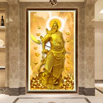 현관 불당 장군님 종교 불상 그림 장식 만들기 세트 보석십자수 재료 diy, 60x100cm 전체 원형 큐빅