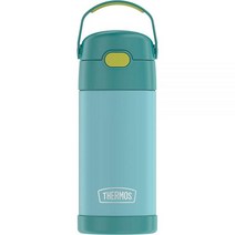 THERMOS 아동용 펀테이너 스테인리스 스틸 진공 보온 빨대 텀블러 12 oz 퍼플 하트, FUNTAINER 12 Ounce Bottle, Blue/Green