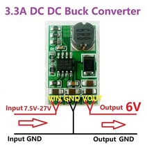 강압기 10x DC-DC 3.5A 컨버터 모듈 벅 스텝 다운 전압 레귤레이터 보드 4.5V-27V ~ 3V 5V 6V 7.5 9V 12V, 05 Output 6V