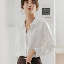 트윙[9567]-히든 버튼 셔츠카라 블라우스